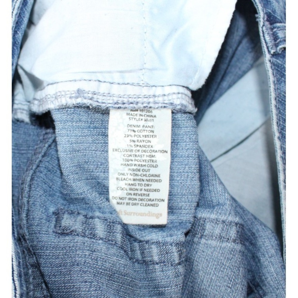 Soft Surroundings Nevaeh Floral Beaded Fairy Cropped Denim Jeans Pants Women 10P - Picture 9 of 15